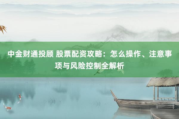 中金财通投顾 股票配资攻略：怎么操作、注意事项与风险控制全解析