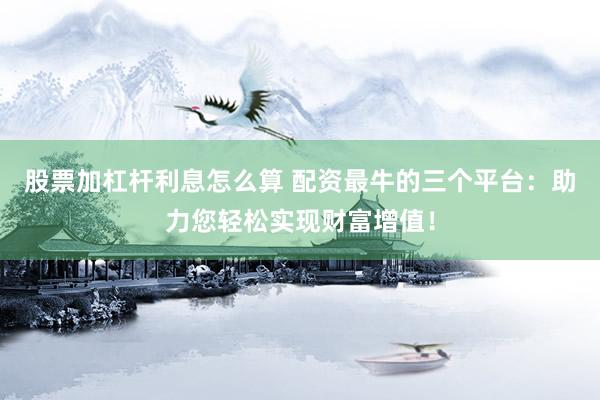 股票加杠杆利息怎么算 配资最牛的三个平台：助力您轻松实现财富增值！