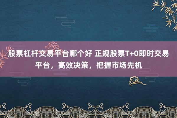 股票杠杆交易平台哪个好 正规股票T+0即时交易平台，高效决策，把握市场先机
