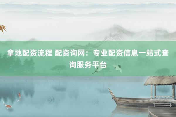 拿地配资流程 配资询网：专业配资信息一站式查询服务平台